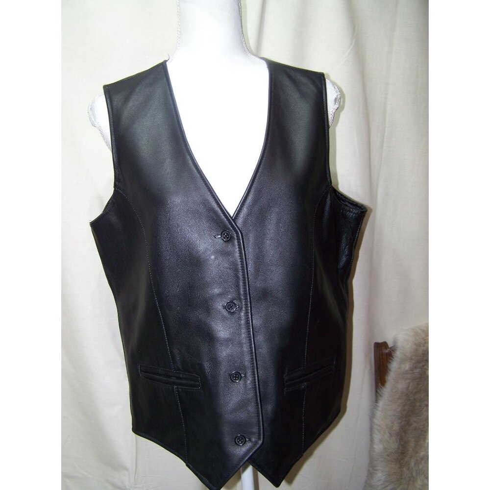 Excelled Leather Vest Men's Biker Moto Large Lined Black